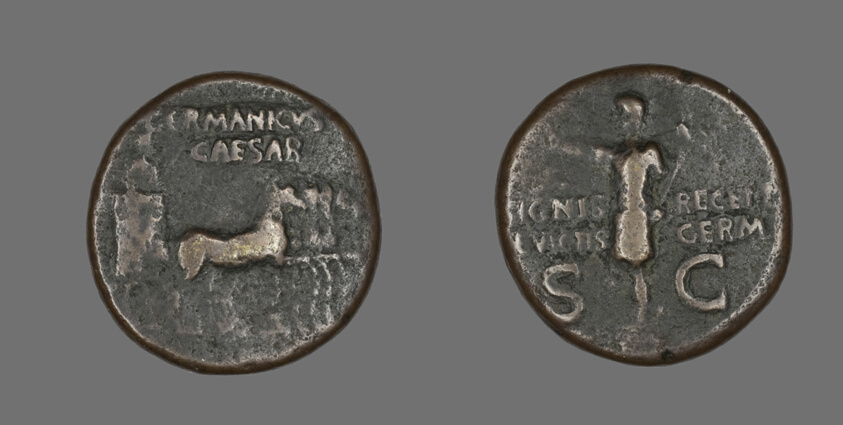 ゲルマニクス・カエサルを表したドゥポンディウス貨