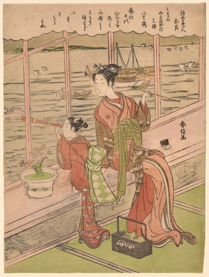 南山崎屋のもとうら、八重桜（浮世美人花に寄すより）