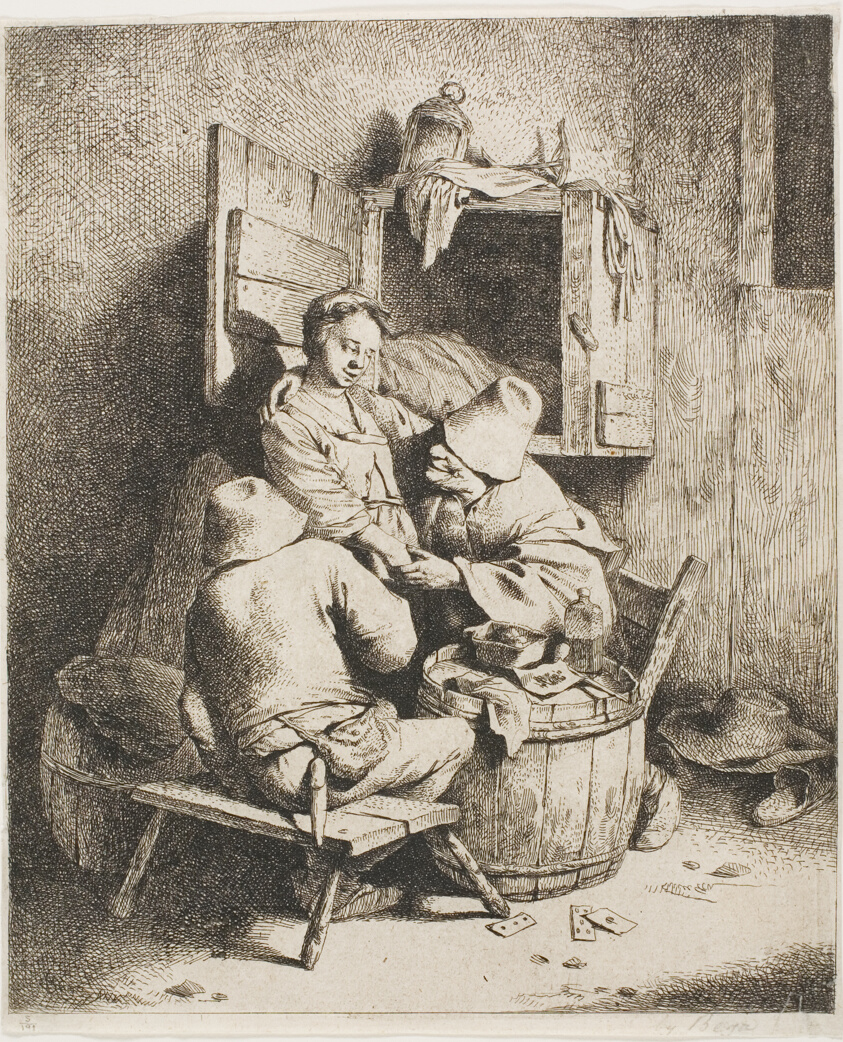 A Young Man Caressing the Young Hostess