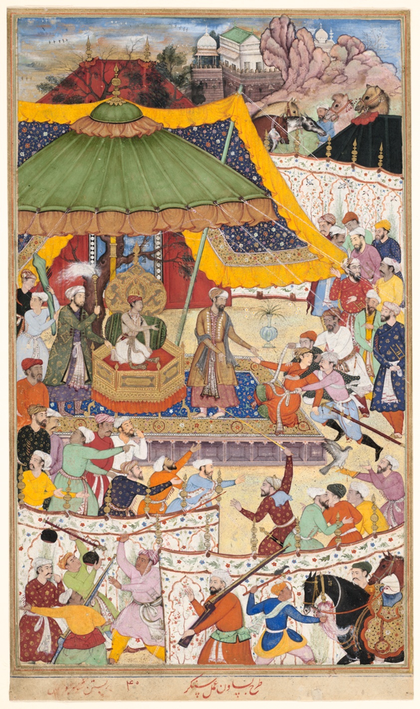 The Young Emperor Akbar Arrests the Insolent Shah Abu’l-Maali, Page from a Manuscript of the Akbarnama