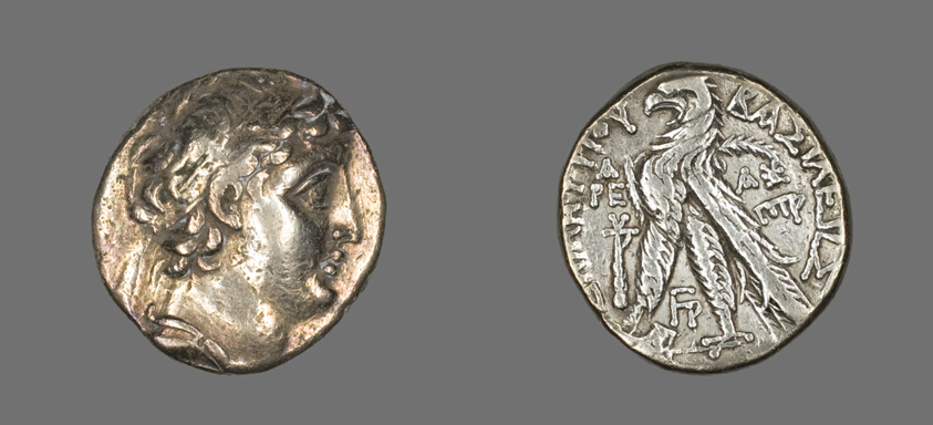 シリア王デメトリオス二世を表したテトラドラクマ銀貨
