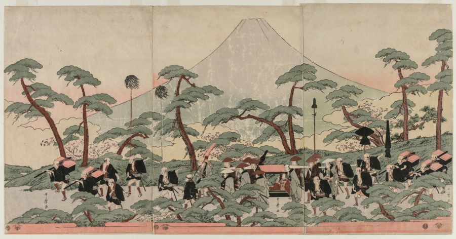 喜多川歌麿《Procession at the Foot of Mount Fuji》(クリーヴランド美術館蔵)