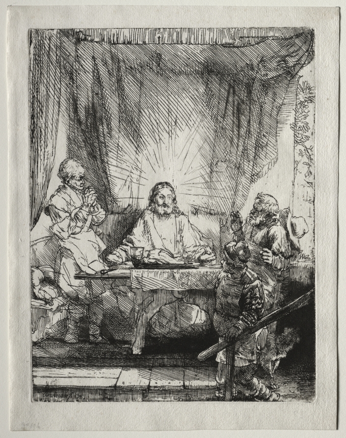 レンブラント・ファン・レイン《Christ at Emmaus: The Larger Plate》(クリーヴランド美術館蔵)