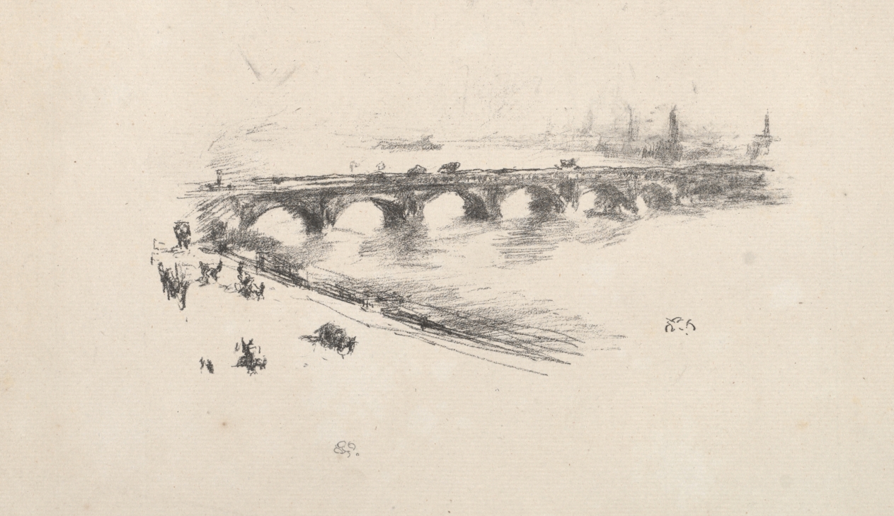 ジェームズ・マクニール・ホイッスラー《Evening, Little Waterloo Bridge》(クリーヴランド美術館蔵)