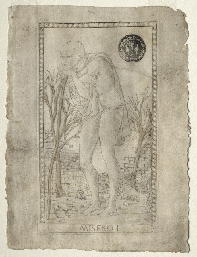 Master of the E-Series Tarocchi《The Beggar (from the Tarocchi, series E: Conditions of Man, #1)》(クリーヴランド美術館蔵)