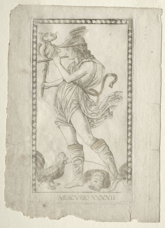 Master of the E-Series Tarocchi《Mercury (from the Tarocchi, series A:  Firmaments of the Universe, #42)》（クリーヴランド美術館蔵）