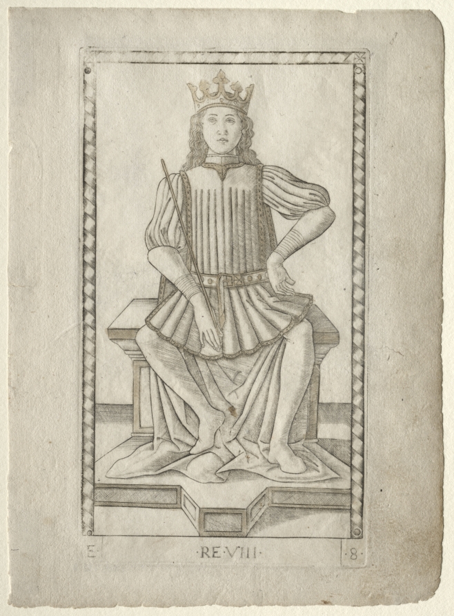 Master of the E-Series Tarocchi《The King (from the Tarocchi, series E: Conditions of Man, #8)》(クリーヴランド美術館蔵)