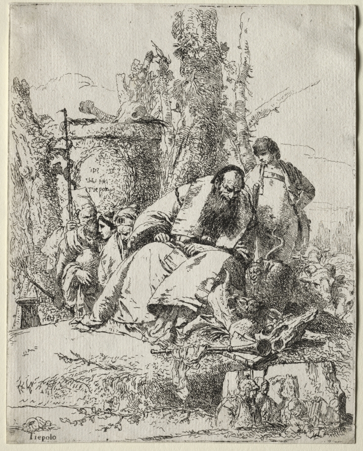 Scherzi di Fantasia: seated Magician, boy and four figures