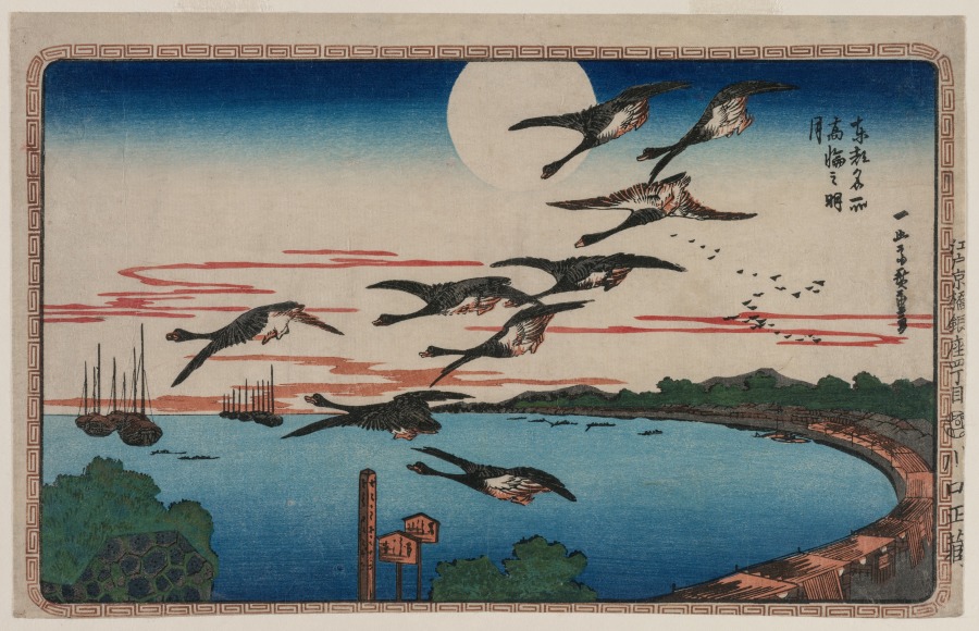 歌川広重《Full Moon over Takanawa, from the series Famous Places in the Eastern Capital》（クリーヴランド美術館蔵）