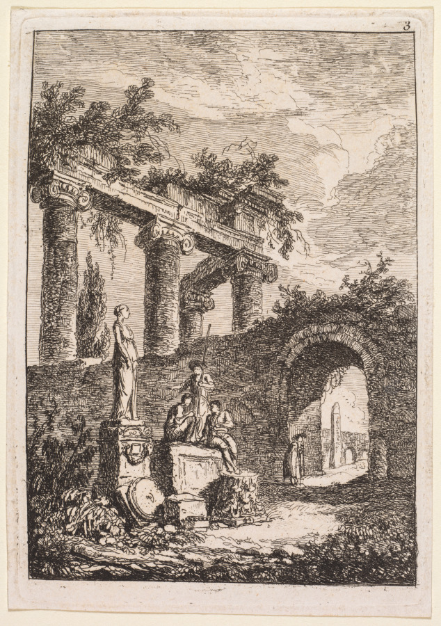 The Statue in Front of Ruins