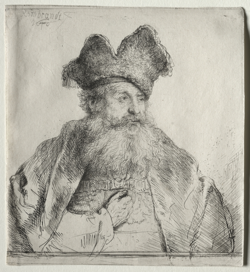 レンブラント・ファン・レイン《Old Man with a Divided Fur Cap》（クリーヴランド美術館蔵）