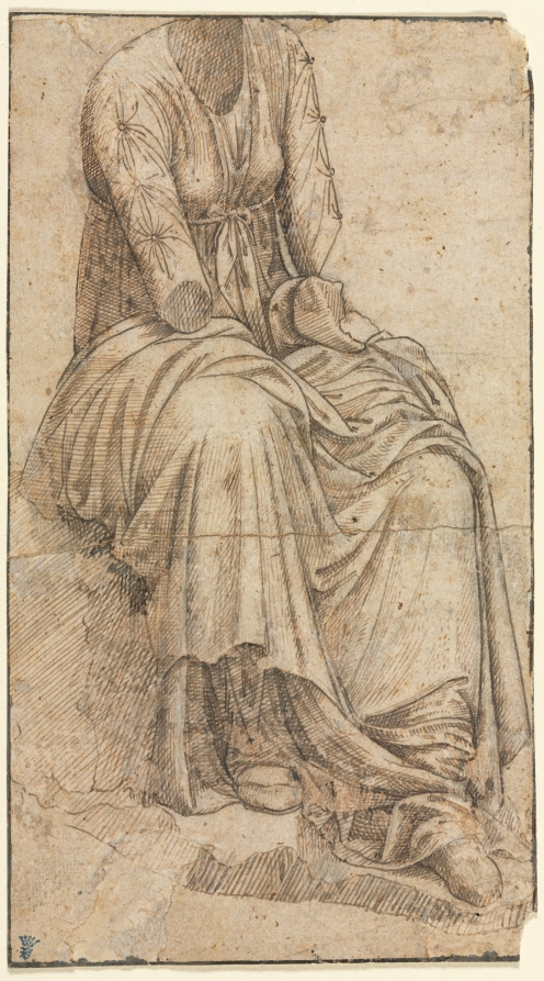坐す女性のローマ彫像の模写