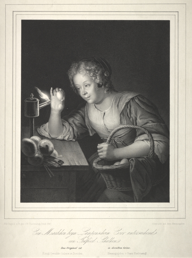 Girl Candling Eggs