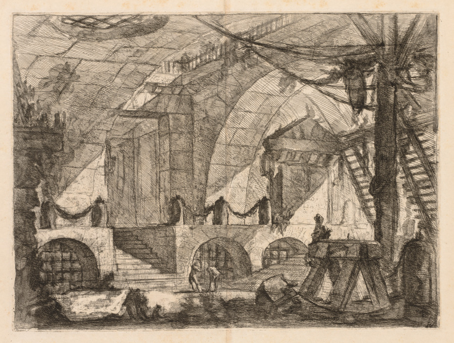 The Prisons:  An Arched Chamber with Posts and Chains
