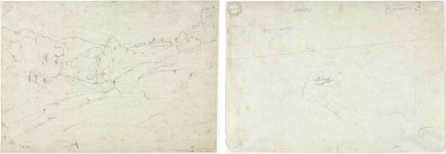 View of Marino (recto); Sketch for a Landscape (verso)