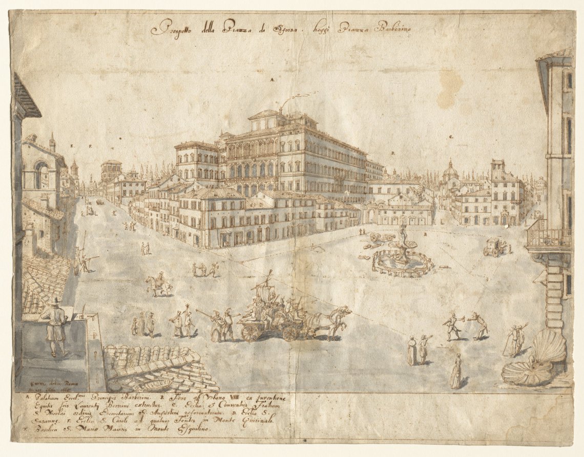 Eighteen Views of Rome: The Piazza Barberini (recto)