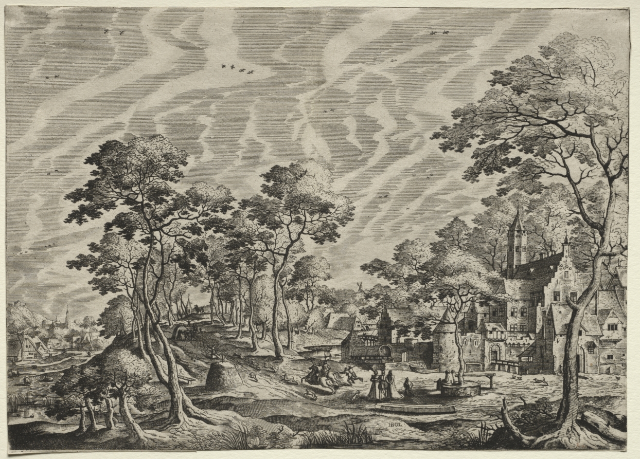 Hans Bol《Landscape with a Chateau at the right》（クリーヴランド美術館蔵）