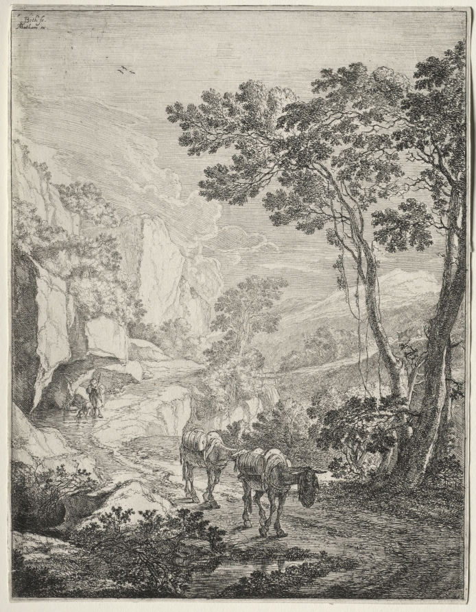 ヤン・ボト《The Two Mules. Rocca Aquatico near Ancona》（クリーヴランド美術館蔵）