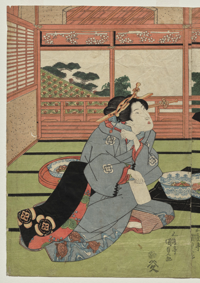 歌川国貞《A View of the Large New Room at Sakurai》(クリーヴランド美術館蔵)