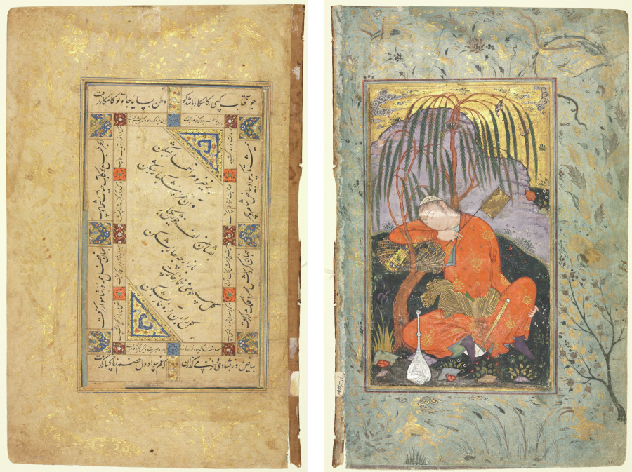 Persian Couplets (recto); Sleeping Youth (verso)