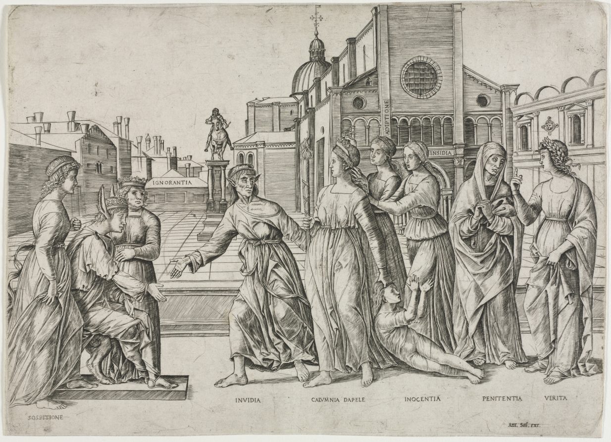 Girolamo Mocetto《The Calumny of Apelles》(クリーヴランド美術館蔵)
