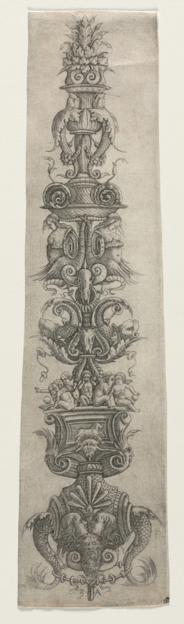 Upright Arabesque with Masks, Cupids and Nereids