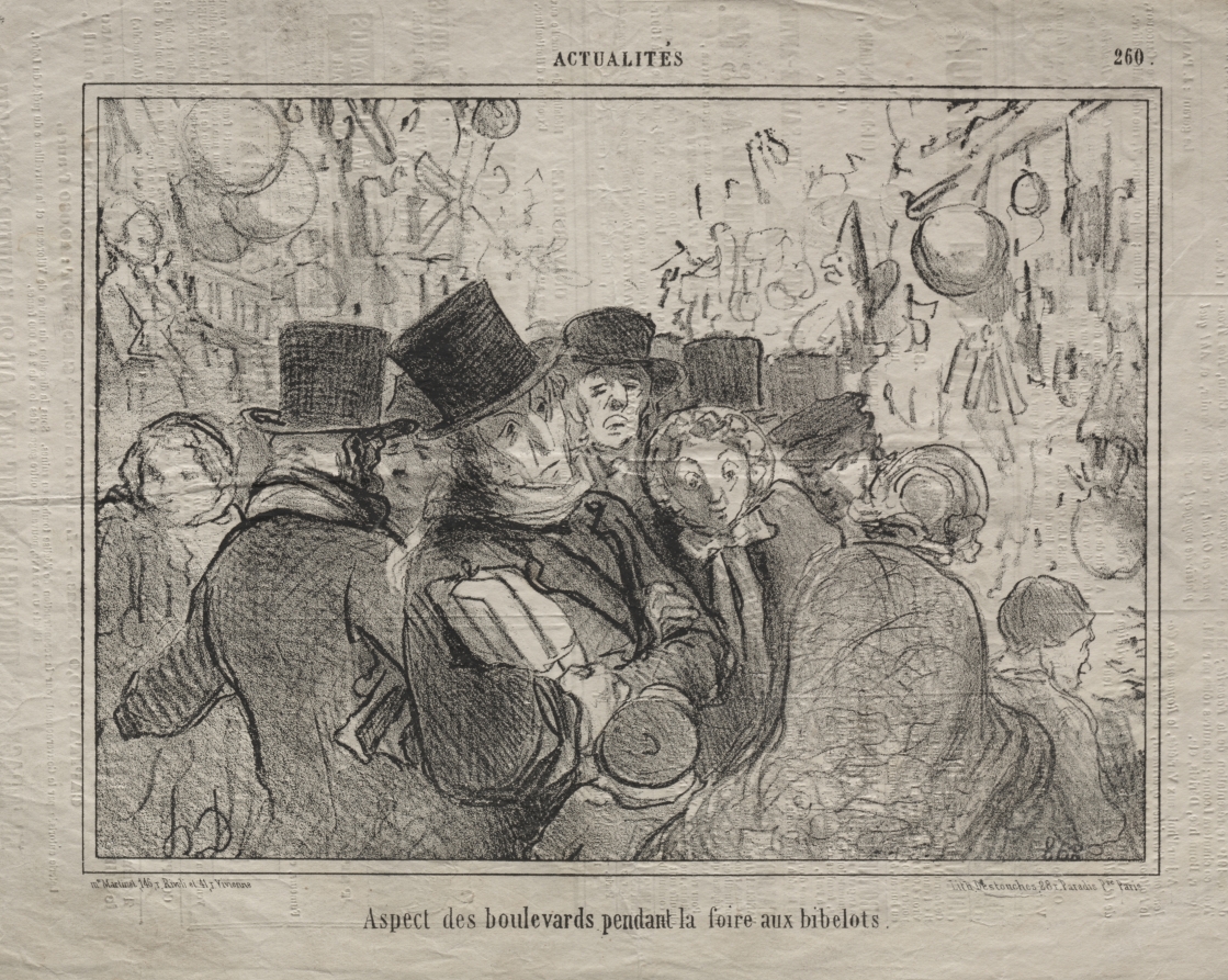 View of boulevards during a market for trinkets