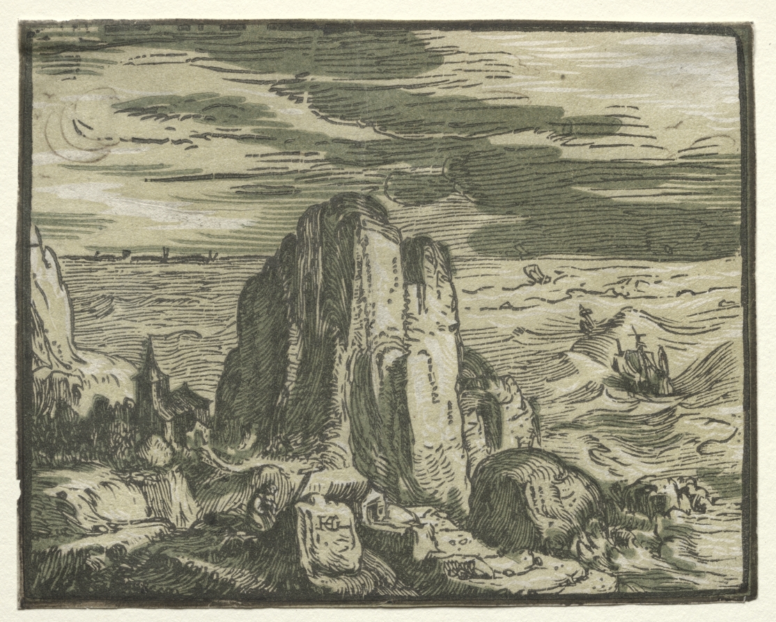 Hendrick Goltzius《Four Small Landscapes: No. 4, Cliff on the Seashore》(クリーヴランド美術館蔵)