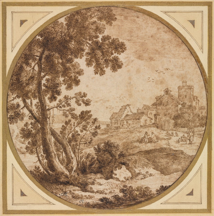 Onorio Marinari《Landscape with Buildings and Figures》（クリーヴランド美術館蔵）