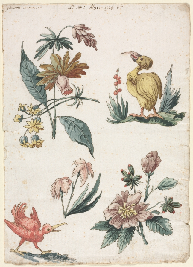 Floral Designs with Two Birds
