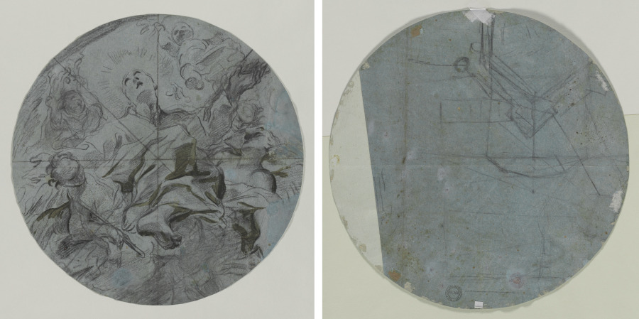 Apotheosis of a Saint (recto); Architectural Sketch(?) (verso)