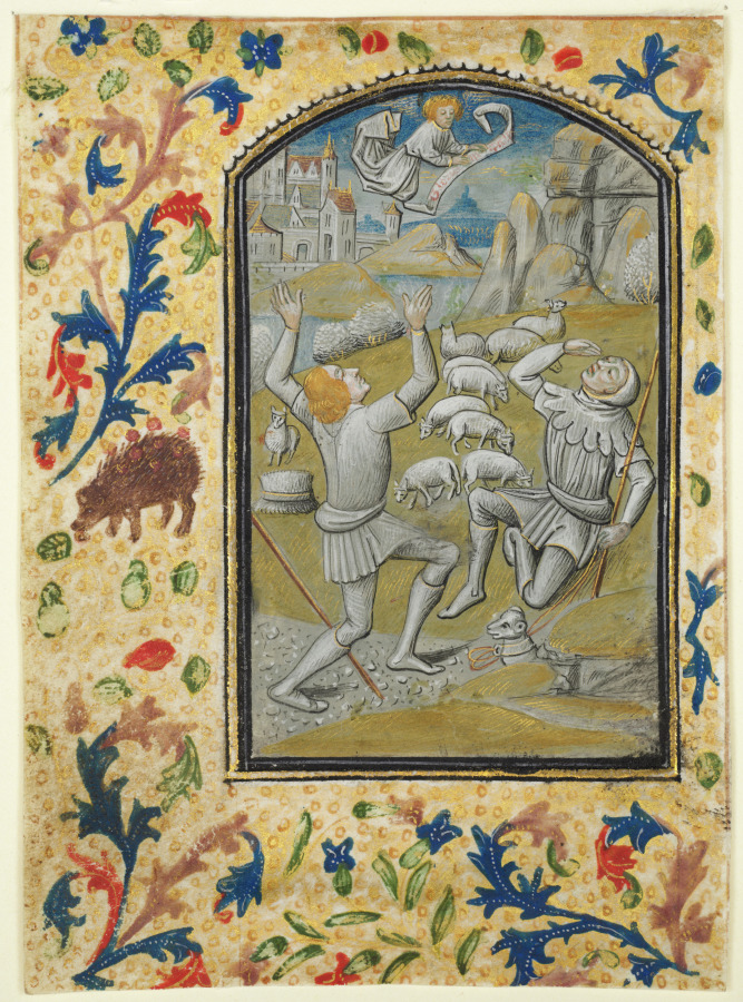 Leaf from a Book of Hours: Annunciation to the Shepherds