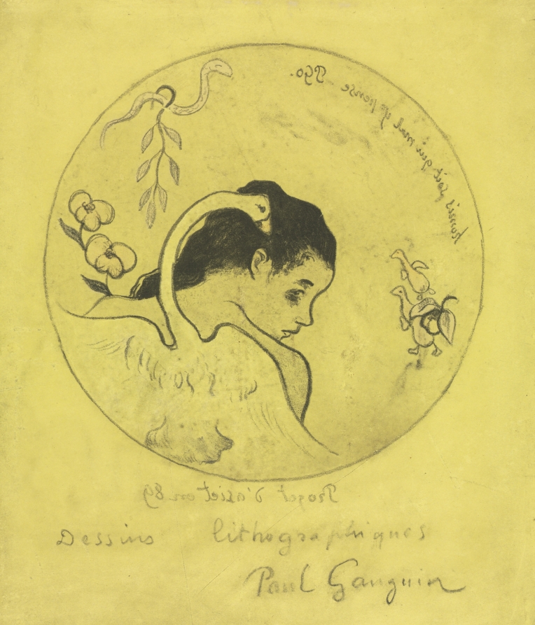 ポール・ゴーギャン《Volpini Suite: Design for a Plate: Leda and the Swan (Projet d'Assiette: Léda et le Cygne)》(クリーヴランド美術館蔵)
