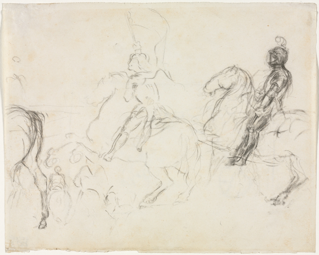 Battle Scene with Armored Figures on Horseback (recto)