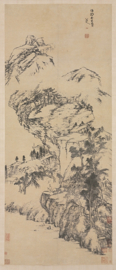 郭忠恕に倣う山水図