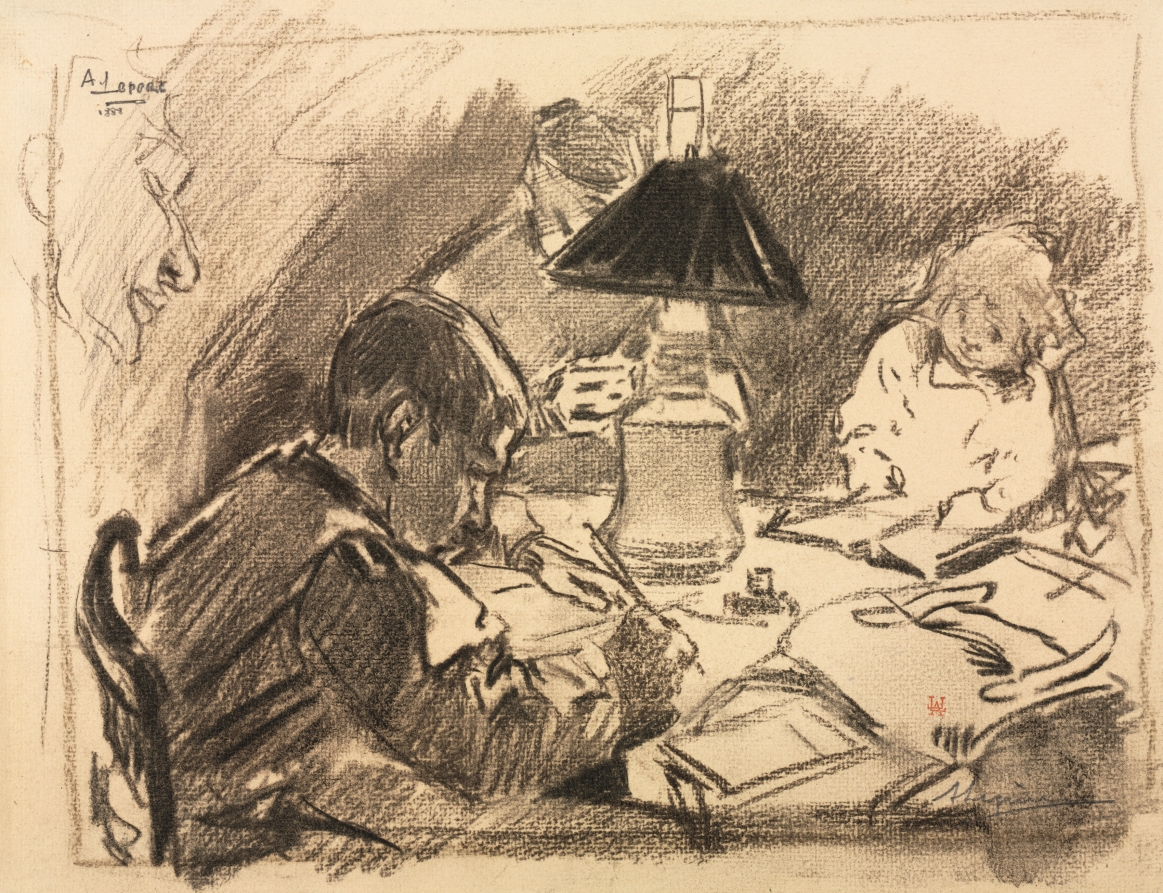 Study for the lithograph "Around the Lamp"