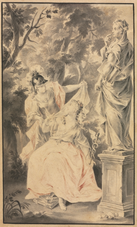 Allegorical Scene: Couple before a Statue