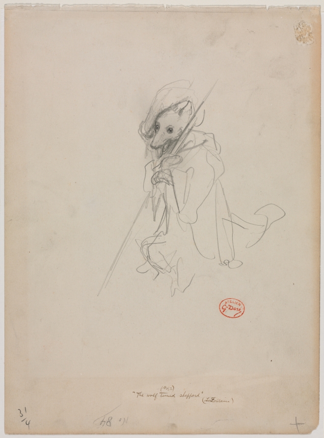 Sketch for "The Wolf Turned Shepherd" (recto)