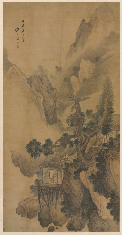 Sheng Maoye《Lonely Retreat Overlooking a Misty Valley》（クリーヴランド美術館蔵）
