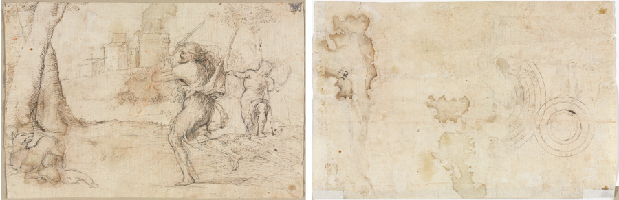 Romulus and Remus Found by Faustulus (recto) Concentric Circles (verso)
