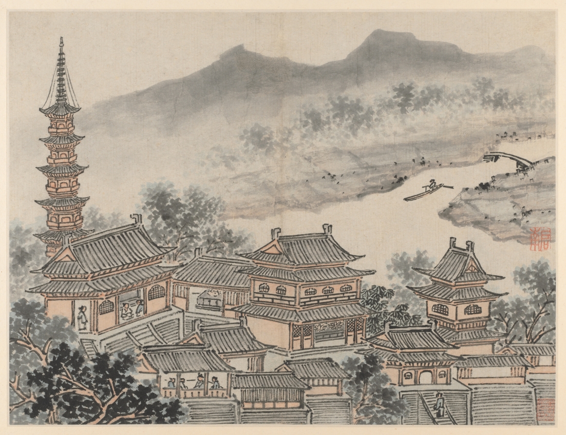雲巌寺の千仏殿と塔(蘇州虎丘十二景より)