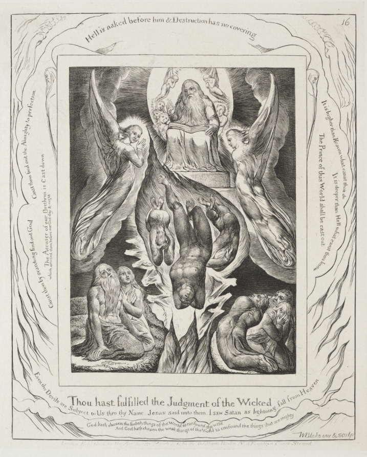 ウィリアム・ブレイク《The Book of Job:  Pl. 16, Thou hast fulfilled the judgment of the wicked》（クリーヴランド美術館蔵）