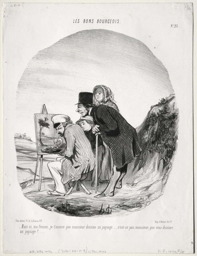 オノレ・ドーミエ《But yes, my dear, I assure you that this gentleman is drawing a landscape...》(クリーヴランド美術館蔵)