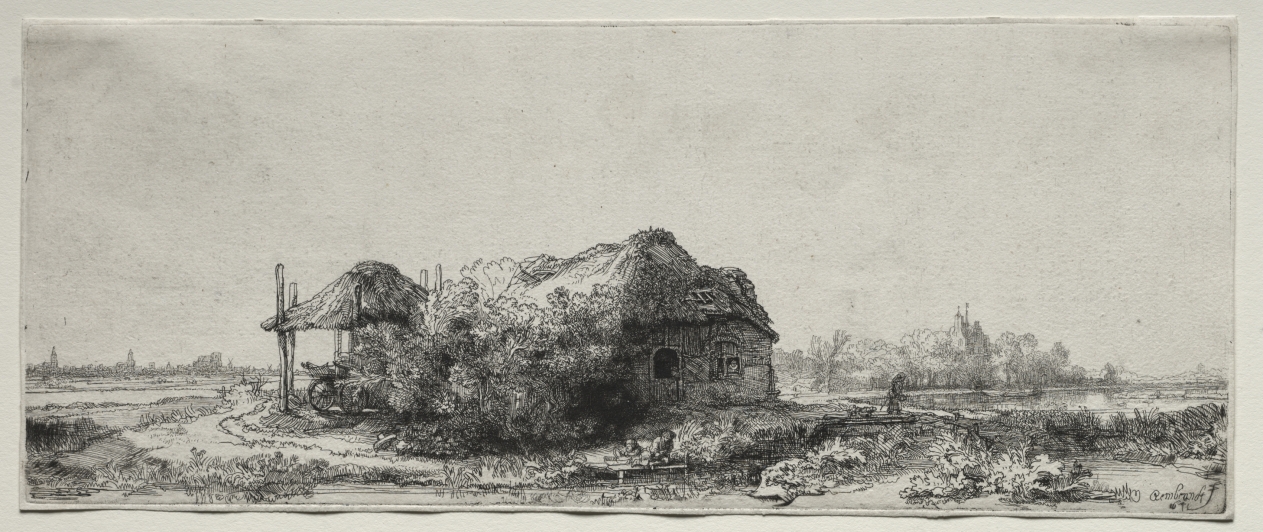 Landscape with a  Cottage and Hay Barn: Oblong