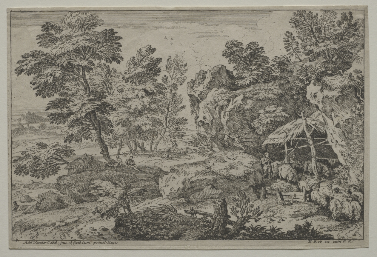 Adrian van der Cabel《Landscape with Shepherds and two Flocks》(クリーヴランド美術館蔵)