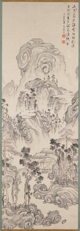 穏やかな峰のある山水