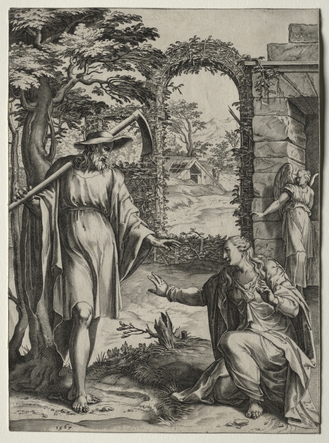 Cornelis Cort《Christ Appearing to Mary Magdalen》(クリーヴランド美術館蔵)