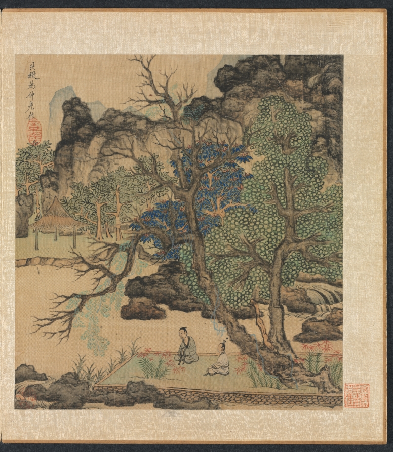 Chen Hongshou《Paintings after Ancient Masters: Scholars in a Garden》(クリーヴランド美術館蔵)