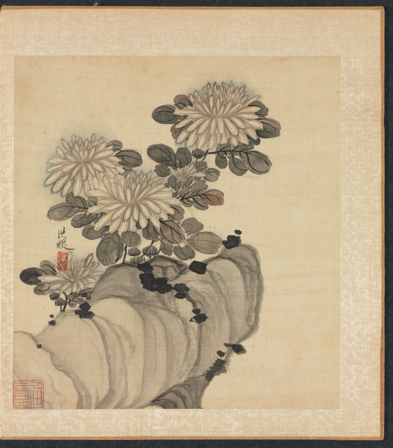 菊と岩（古人に倣う画より）