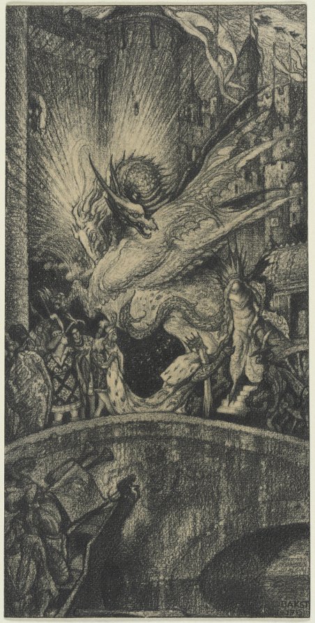 Léon Bakst《Study for The Sleeping Beauty: The Aged King Pleads with the Good Fairy》(クリーヴランド美術館蔵)